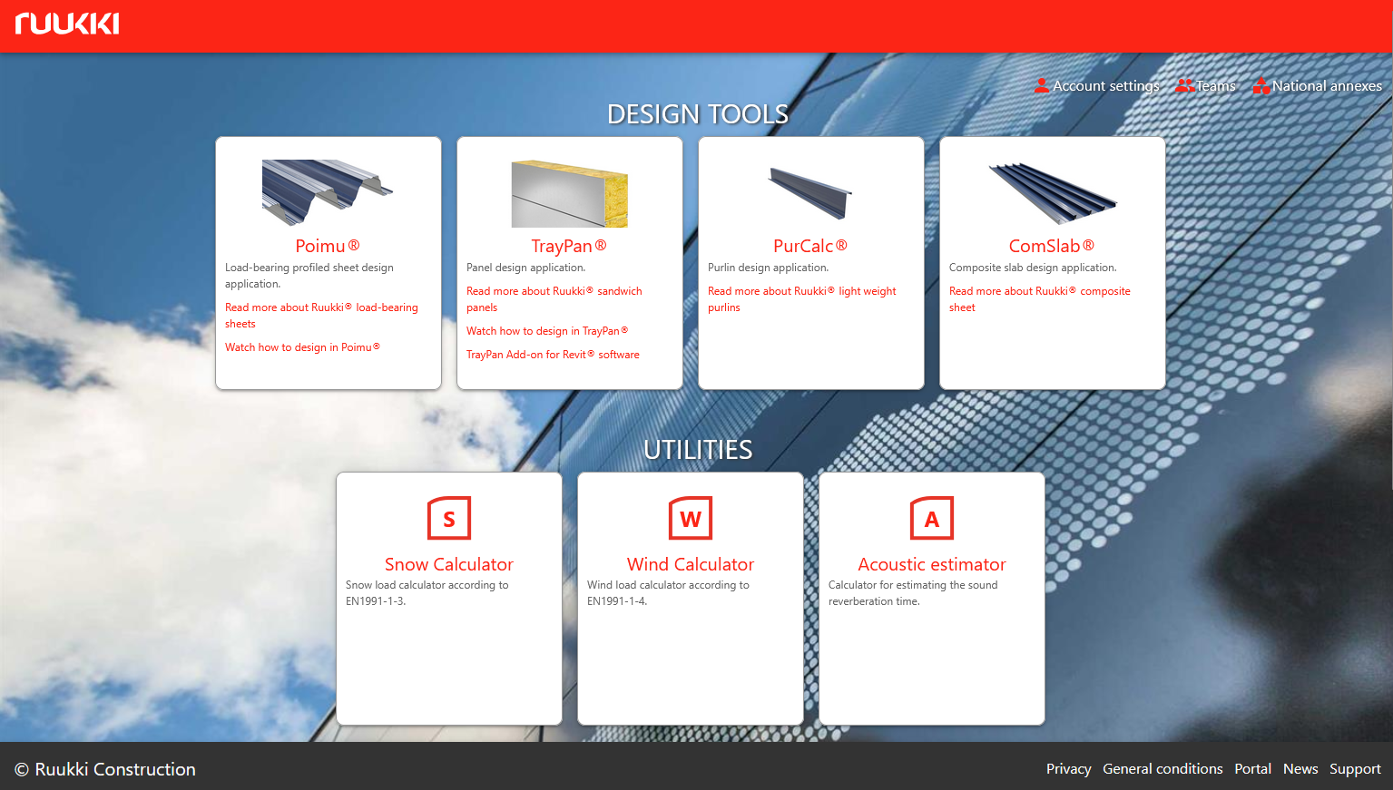 Ruukki Design Tools portal